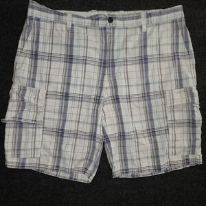 Lacoste‎ Plaid Cargo Shorts Size 38 White Blue Green Cotton Alligator Logo Y2K